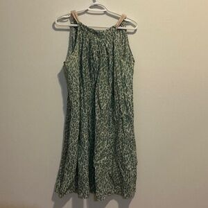Elegant Green Animal Print Midi Dress